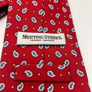 Men's Meeting Street Hand Made 100% Silk Red White & Blue Paisley Necktie